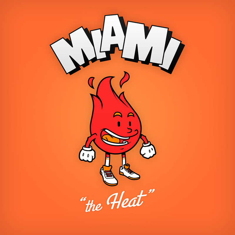 Miami "the Heat" logo design as cartoon character 