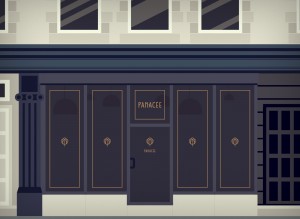Storefront design mockup for Panacée