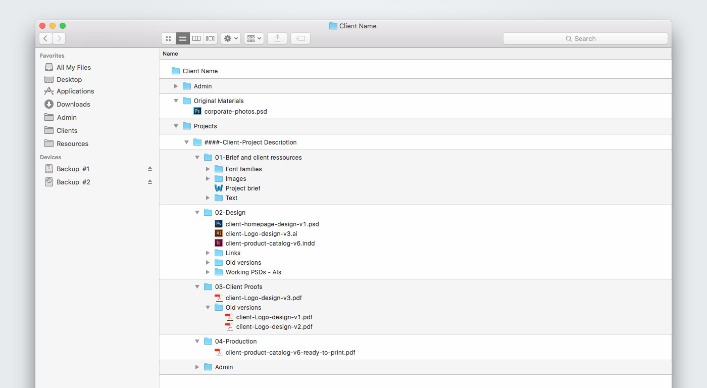 Structure des dossiers chez Baboon